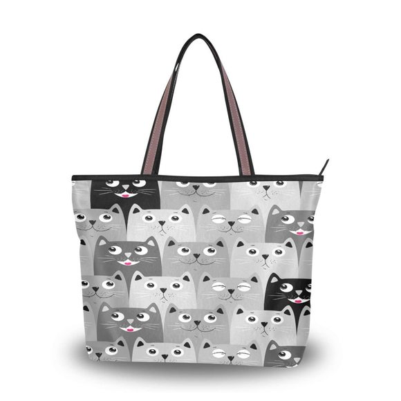 Cat Tote Bag With Zier, Cat Handbag Polyester Tote Purse >:( - Picture 1 of 8